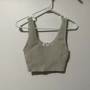 Babaton Ribbed Crop Top - Beige